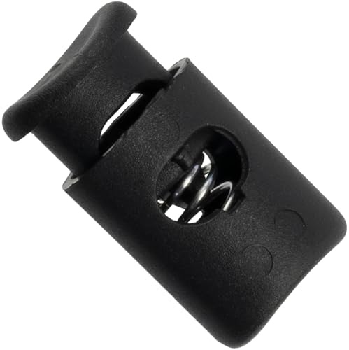 AERZETIX Pack de 12 Cierres de Cordón 14 mm - Tope de Cordón Plástico Color Negro - Ideal Para Zapatillas, Bolsas de Deporte, Chaquetas - Proyecto Creativo, Trotar, Jogging