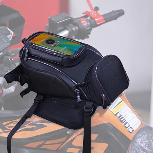 NLXZHJ Sacoche Reservoir Moto pour JC79/CB125R/CBF125NA, Sac De Réservoir Moto étanche avec Support Téléphone – Grande Capacité, avec Fenêtre Tactile