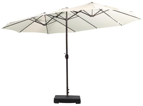 COWVIE 4.5m Double-Sided Patio Parasol, Large Sum Umbrella with Base, Outdoor Market Umbrella for Dining Table