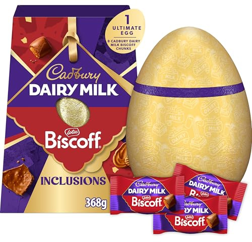 Cadbury Dairy Milk Ultimate Lotus Biscoff Easter Egg, Chocolate Egg with Crunchy Lotus Biscuit Pieces, Contains 1 Large Chocolate Shell and 8 Biscoff Chunks, Gift for Easter, 368 g (Pack of 1)