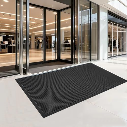 EMQIMA 3' X 4' Extra Large Front Door Mat Outside Entrance, Commercial Floor Rubber Entrance Mat, Non-Slip Dirt Trapper Mud Mat for Entryway, TPE Heavy Duty Sturdy High Elastic Mats for Indoor Outdoor