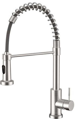 Llizuia Robinet Cuisine, Mitigeur Cuisine Avec Douchette Extractible, Robinet d'Évier à Arc Haut Pivotant 360° avec 2 Modes de Pulvérisation, Acier Inoxydable