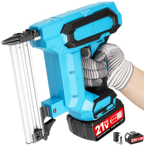 Cordless Nail Gun, 18 Gauge Electric Staple Gun/Brad Nail Gun with 3.0Ah Batteries and Charger, Can Hold 100 Nails,Nail Guns for Wood, Upholstery and DIY, Can Hold 100 Nails, (Nails not Included)