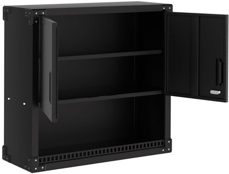 Hapihom Armoire murale en métal - Armoire à outils suspendue avec 1 étagère réglable et 2 portes - Armoire de rangement verrouillable - En acier - Pour garage, atelier, cuisine, maison - 80 x 30 x 77