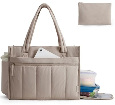 bagsmart handväska dam arbetsväska med isolerat kylfack, buffertväska, 15,6 tum laptopväska, portfölj, lärarväska, lunchväska, stor, lätt axelväska för skola, arbete, universitet
