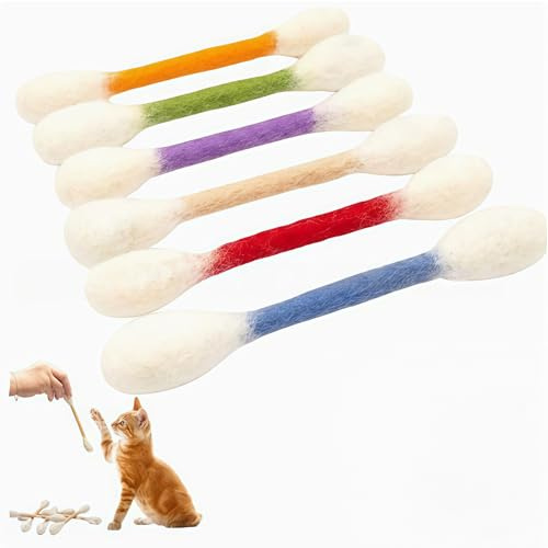 Domefahaso Set de 6 Jouets à la cataire, Jouets pour Chat en Feutre de Laine, Design en bâtonnet de Coton, Jouet interactif pour Chats, Multicolore