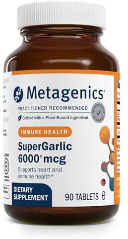 Metagenics SuperGarlic 6000 - High-Potency Garlic Supplement with 6000 mcg Allicin - Supports Heart Health, Cholesterol & Immune Function* - Odorless, Non-GMO, Gluten-Free - 90 Tablets