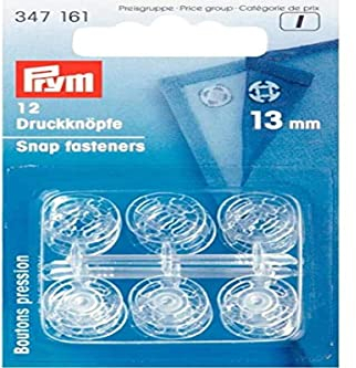 Prym Knöpfe schnappen, Plastic, Transparente, 13 mm Durchmesser, 12