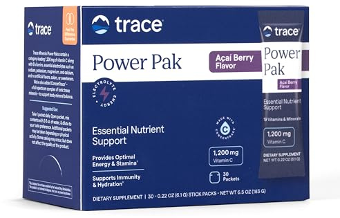 Trace Minerals Power Pak Electrolyte Powder Packets, Acai Berry, 30 Ct