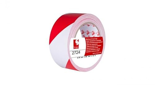 NASTRO SEGNALETICA ADESIVO BIANCO/ROSSO mm.50 m.33 [SCAPA ]