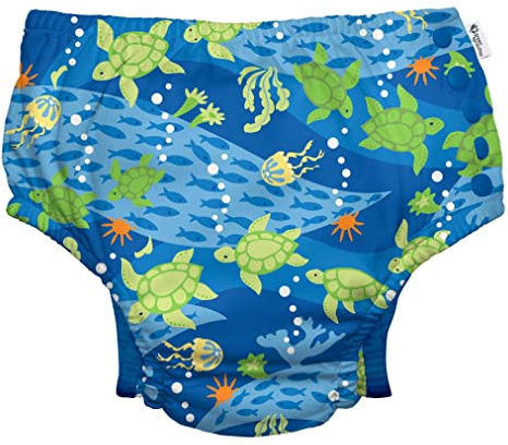 Green sprouts Boys Reusable Baby and Toddler Swim Diaper, Royal Blue Turtle Journey, 3T