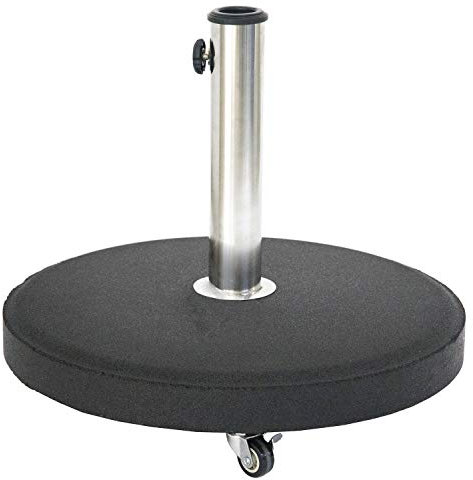 Hespéride Pied de Parasol Rond à roulettes - Béton - 25 Kg - Noir