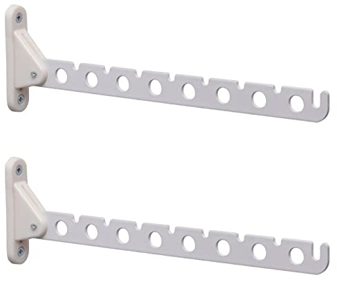 PRIOstahl 2 x Kleiderlüfter | Kleiderhaken/Garderobenhaken/Abhängträger/Haken | klappbar - 310 mm (2 Stück, Weiss)