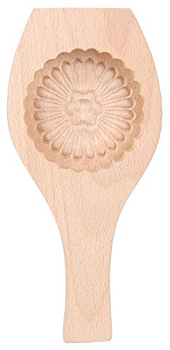 Haofy Schöne Blumenmuster DIY Mondkuchenform, Holz handgemachte Kuchenform MoonCake Form für Muffin Mooncake Keks Schokolade Kürbiskuchen(#07)