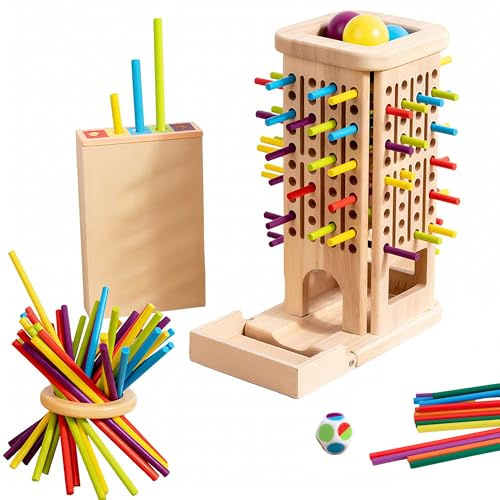 Aevorant Gioco di Abilità in Legno con 40 Bastoncini, Gioco di Pazienza per Motricità Fine, Gioco da Tavolo per Famiglia e Viaggio, per Bambini dai 3 Anni Bacchette colorate