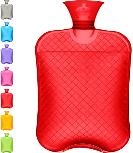 Qomfor Wärmflasche - 1,8 Liter großes Fassungsvermögen - Premium Wärmeflasche für Schmerzlinderung, Rücken, Schulter und Nacken - Ohne Bezug - [Rot]