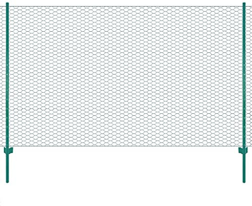 MUSEVANE weidezaun sichtschutz zaun hühnerzaun mit Pfosten Stahl 25 x 2 m Grün