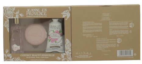 Jeanne en Provence - Coffret Rose Envoutante - Eau de Parfum Un Matin dans la Roseraie 60ml + Savon 100g + Crème Mains 75ml - Fabriqué en France