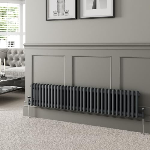 DuraTherm® 300 x 1460mm Anthracite Grey Traditional Horizontal Designer Radiator Double Column Colosseum Cast Iron Style Central Heating Panel Radiators Rad