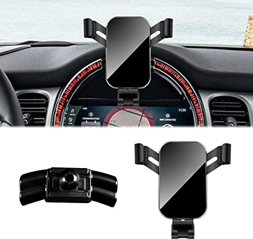 KUNGKIC Car Mobile Phone Holder Adjustable Car Phone Holder Compatible with Mini Cooper JCW F54 F55 F56 F57 F60 Countryman 2022-2023 Accessories Interior 360°Rotation Zinc Alloy ABS (Black)