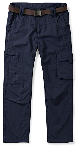 Aeslech Boys' Quick Dry Pull on Cargo Trousers Elasticated Waist Casual Outdoor Hiking Fishing Scout Blue Tag 180-12-13Y