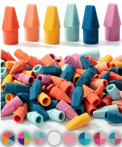 Mr. Pen- Pencil Toppers, 120 Pack, Vintage Colors, Pencil Top Eraser Caps