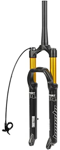 HIMALO MTB-Gabel 26 27,5 29 Mountainbike-Luftfedergabel Federweg 100 Mm Konisches Rohr Vorderradgabeln XC QR 9 Mm Remote-Lockout-Scheibenbremse (Color : Gold, Size : 27.5'')