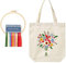 Sticken für Anfänger DIY Set Canvas Tasche, Kreuzstich Kit Blumenmuster Kunsthandwerk Starterset Stickerei für Erwachsene Anfänger Beige