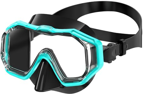 Bairuifu Kids Swim Goggles Snorkel Mask, Latest 3-Window Lens Wide Vision, Crystal Clear, Swimming Goggles Soft Nose Cover