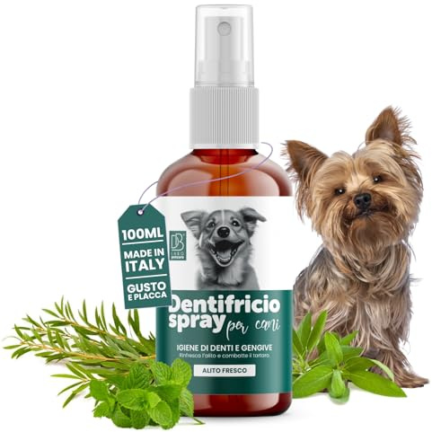 DBLabo - Dentifricio Spray per Cani con Salvia, Menta e Tea Tree, per Alitosi Cane 100ml | Azione Antibatterica, Rinfrescante e Protettiva - Dentifricio per Cani Antitartaro - Made in Italy