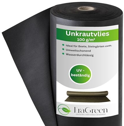 EraGreen Premium ogräsmattor 100 g/m² – 1,2 m x 20 m markväv, vattentät och UV-stabil – ogräsmatta perfekt för trädgård och rabatt – miljövänlig mulchfolie