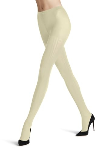 FALKE Women's Prime Rib 60 DEN W Ti Semi-Opaque Patterned Tights 1 Pair, White Off-White 2059, S