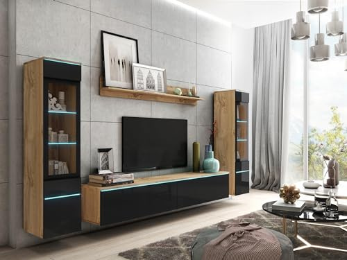 Conjunto de muebles de sala de estar, conjunto de muebles de televisión, 4 piezas, muebles modernos para sala de estar, armario de pared, muebles de sala de estar