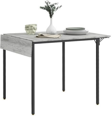 HOMCOM Folding Dining Table, Extendable Kitchen Table for Small Space, Drop Leaf Table for 2-4 People, Grey