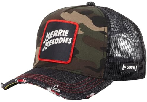 Capslab Merrie Melodies Looney Tunes Denim Mimetico Verde Nero Berretto da Camionista Regolabile