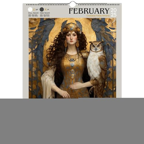 Flkiglm Goddess 2025 calendario 2025 dea guerriero calendario fasi lunari, 12 mesi mensile divinità calendario gotico fasi lunari 2025 per decorazione da parete