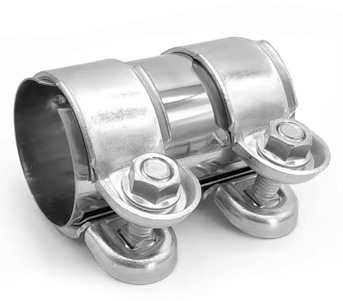Ranjima avgasrörsklämma 60 mm, avgasrörsklämma rostfritt stål rörkontakt Ø 60 mm x 95 mm, avgasrörsklämmor med dubbelklämma avgassystem universellt avgasrörsklämma för bil motorcykel avgasrör