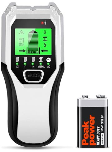 FOLAI Detector de Pared,5 en 1 Escáner de pared sensor de perno, Multifuncional Stud Finder con Pantalla LCD y advertencia de sonido, Para Detecta Metal Tuberías,Tres Tipo de Madera y AC Cable-TH510