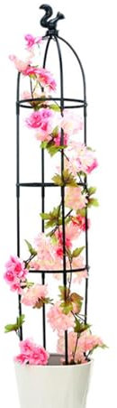 Enrejado de jardín para plantas trepadoras - Torre Obelisco enrejado de jardín, alto apoyo vegetal, enrejado para plantas trepadoras, vides, flores, 4 pilas, apoyo de trepre estable, diámetro 10 pulga