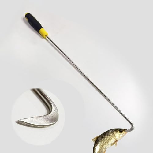 Boat Hook Sharp Gaff Hook w/Stainless Steel Gig Hooks, 24/28/ 32/34/ 36/40 in Boat Hook Pole, Heavy Duty Docking Stick with Rubber Nonslip Handle(60cm/24)