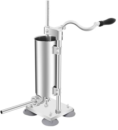 TCICOP Manuell Wurstfüllmaschine 3L, Edelstahl Wurstfüller Manuell mit 4 Saugnäpfen Befestigt, Wurst Stopfmaschine Fleisch Füll Maschine Für die Häusliche Herstellung Geeignet
