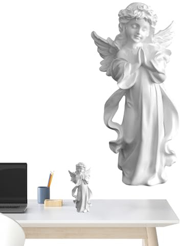 Figurine de jardin d'ange priant – Décorations d'extérieur sereines, affichage de cour religieuse paisible, accent de paysage spirituel élégant | Décorations extérieures de la maison du patio de la co