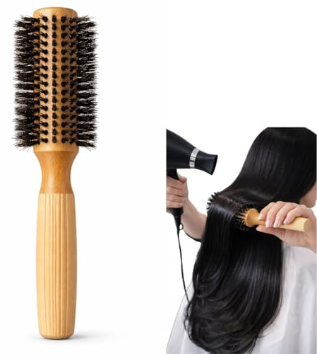 Cepillo Redondo Pelo Profesional Cerdas Jabali – Cepillo Pelo Redondo, Peine Redondo, Cepillo Pelo Cerdas Jabali, Cepillo de Madera para el Pelo, Round Brush para secar el pelo, alisar y dar volumen