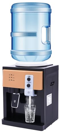 Wiefiche Dispensador de agua eléctrico, máquina de agua de 550 W y 220 V con refrigeración, dispensador de agua fría y caliente con bandeja de recogida de agua extraíble, dispensador de agua de mesa