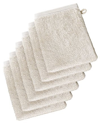 De Witte Lietaer 199514 Wellness Waschlappen, Baumwolle, 15 x 22 cm, 6er-Set, beige, 15x22 cm