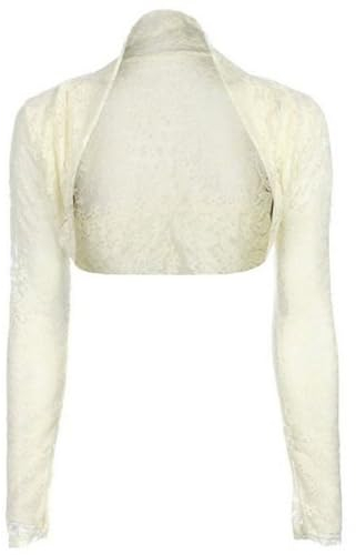 krautwear Damen Bolero Langarm Stola Bolerojacke Hochzeit Festlich Spitze schwarz weiß rot beige blau pink