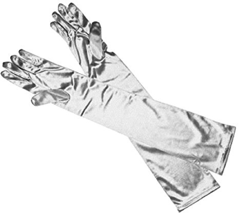 L&L® LADIES LONG 23 OPERA EVENING SATIN FINGER GLOVES PARTY DRESS PROM (Silver)