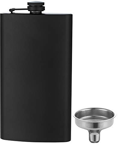 YFS 12 Oz Hip Flask for Liquor Matte Black Stainless Steel Leakproof with Funnel, Great Gift Idea Flask