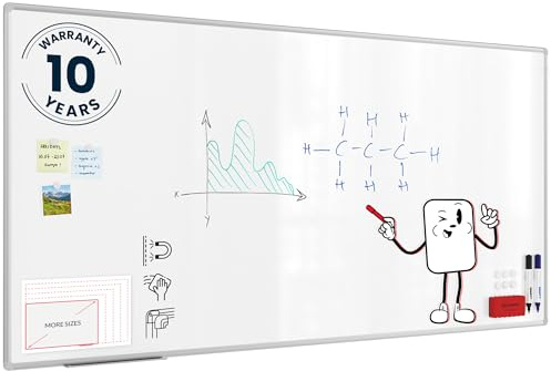 Allboards, magnetisches Whiteboard mit Expo-Alurahmen, trocken abwischbar und beschreibbar, wandmontierbar, 200 x 100 cm.