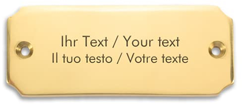 Placa de latón con grabado – 99 x 39 mm – Escudo cuadrado redondo – Placa de latón para buzón, timbre y puerta